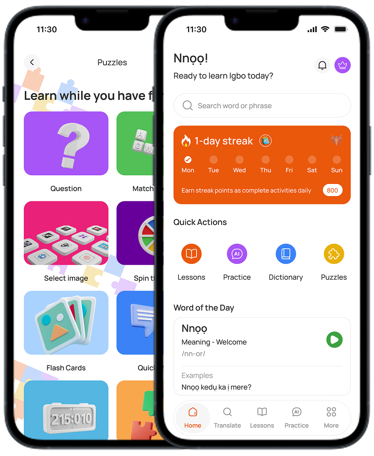 Lessons and puzzles in IgboLearn